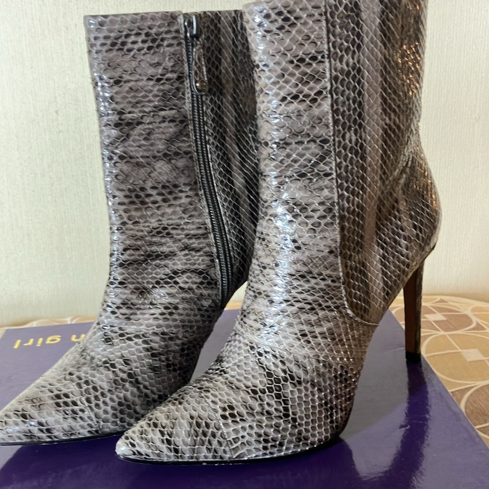 BCBGMaxAzria Snake Print Ankle Boots - Gray - Picture 2 of 8